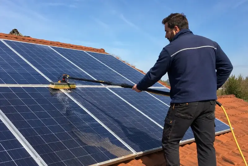 Nettoyage et entretien de panneaux solaires au Tronchet